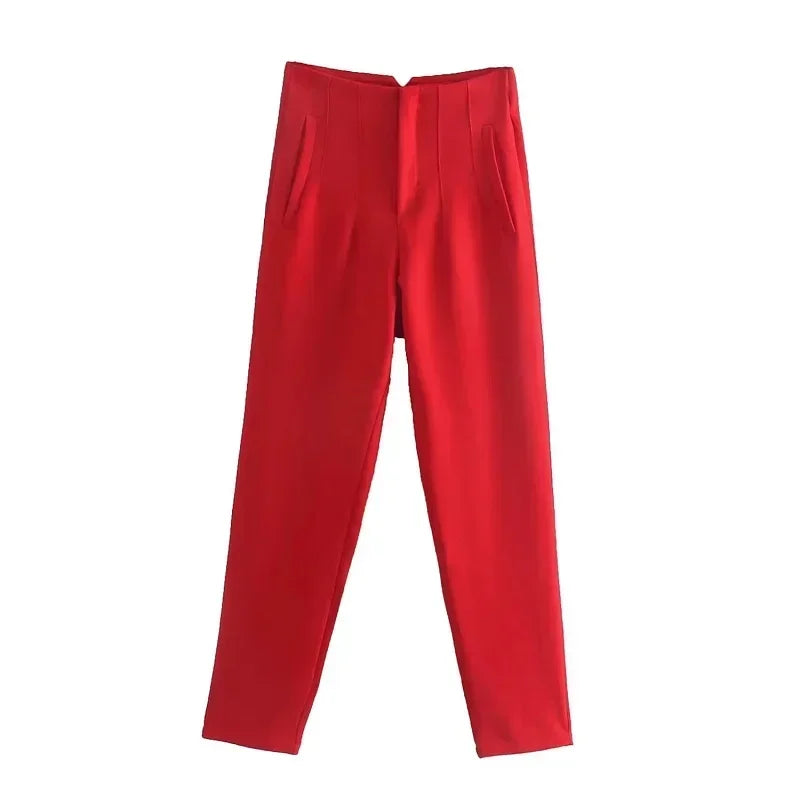 Pantalón Recto de Oficina Tiro Alto — Corte Formal