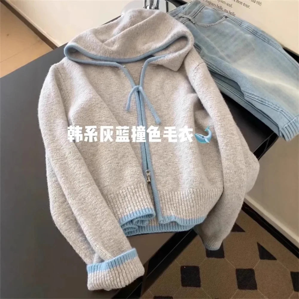 Sweater con Capucha y Cierre — Paneles Combinados