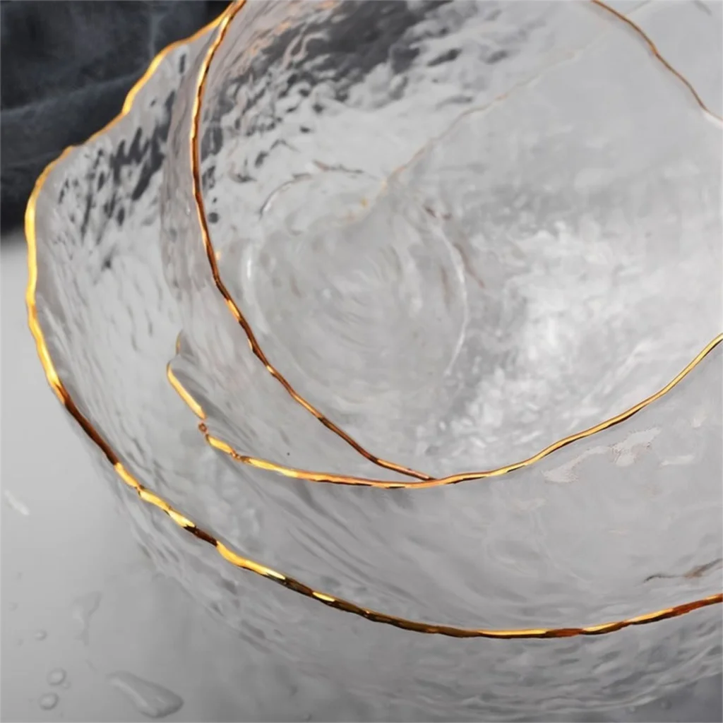 Bowl de Cristal con Borde Dorado