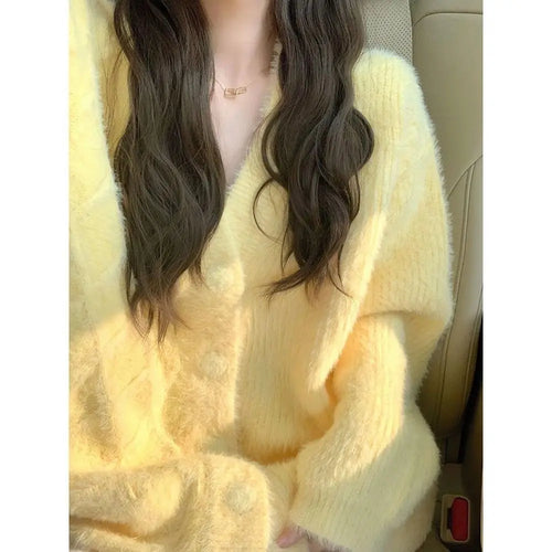 Cárdigan Amarillo Talla Grande — Cuello V