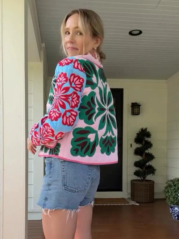 Parka Acolchada Estampado Floral — Abrigo de Invierno