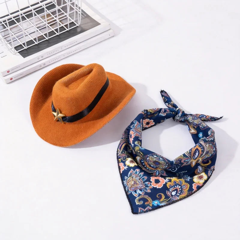 Sombrero Vaquero con Pañuelo para Mascota