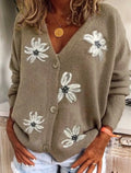 Cárdigan Estampado Cuello V — Botonadura Elegante