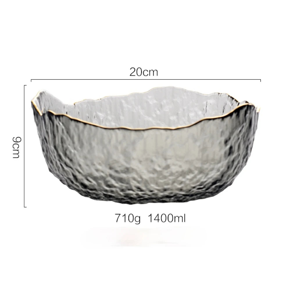 Bowl de Cristal con Borde Dorado