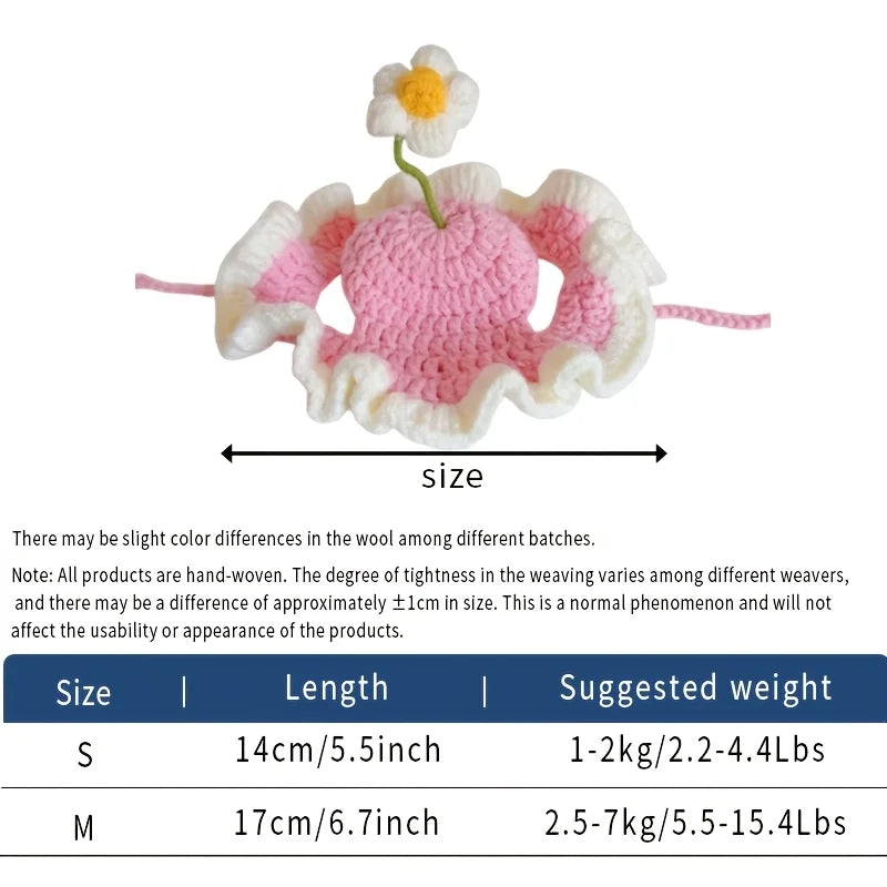 Gorro Tejido Flor para Mascota