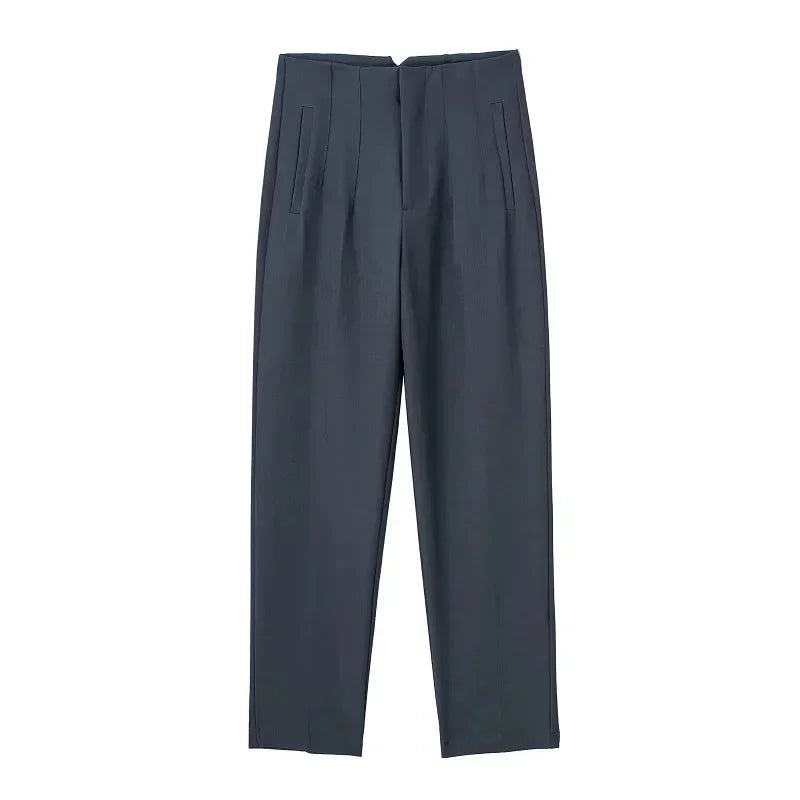 Pantalón Recto de Oficina Tiro Alto — Corte Formal