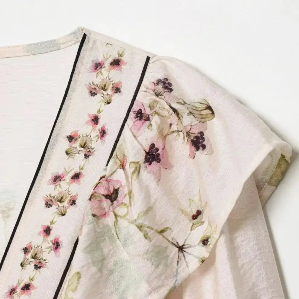 Blusa Kimono Floral Rosa — Amarre con Lazo