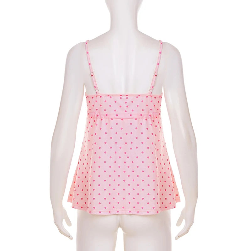 Top Camisola de Lunares con Lazo — Escote V