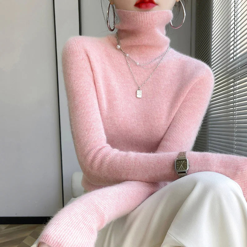Sweater Cuello Alto Entallado — Grueso y Cómodo