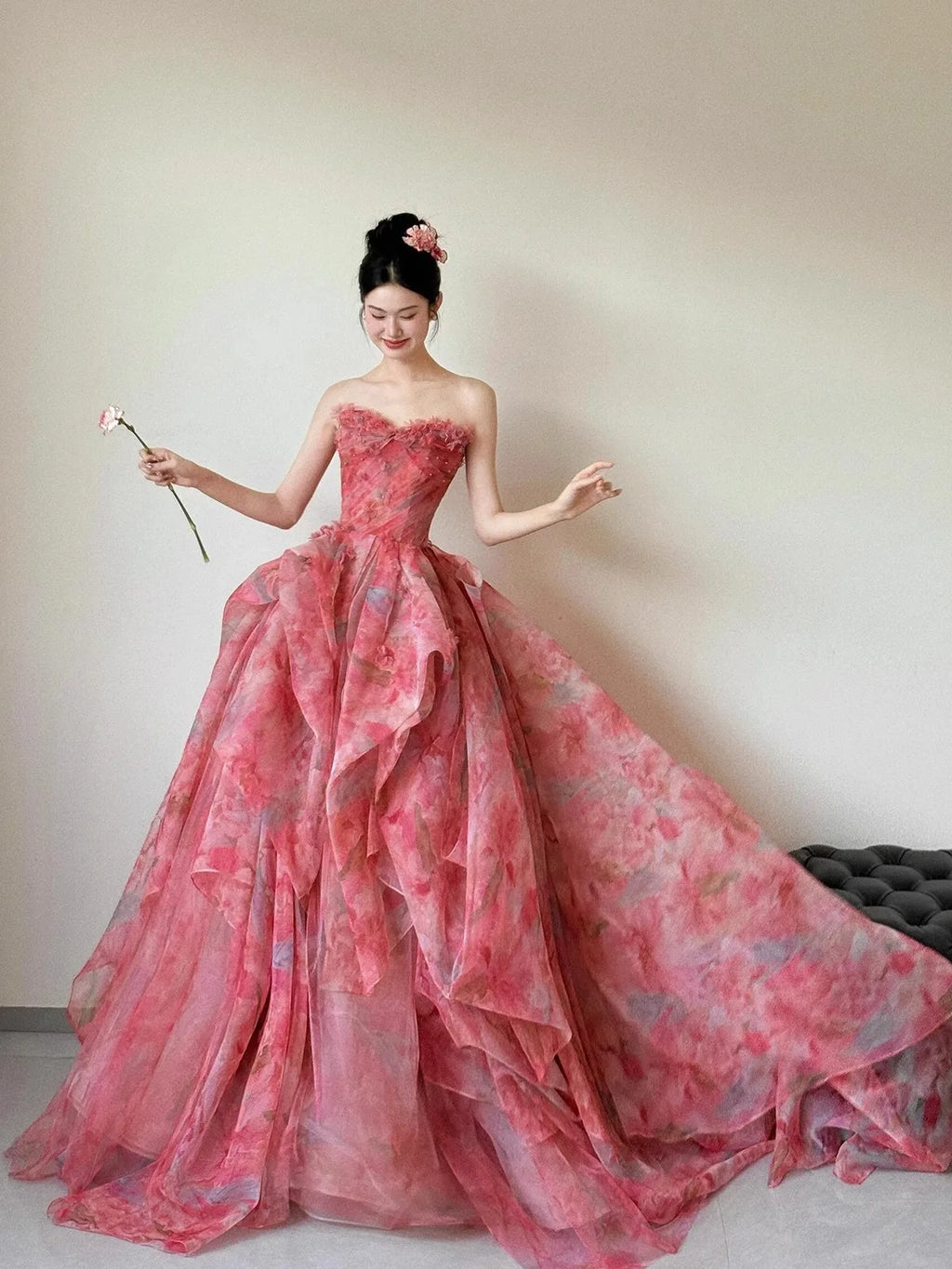 Vestido de Gala Rosa Estilo Princesa — Ocasión de Lujo