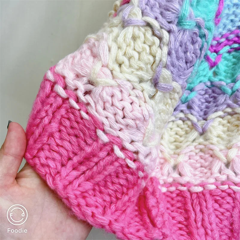 Cárdigan Tejido a Rayas Multicolor — Hecho a Mano