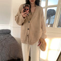 Cárdigan Vintage con Bolsillos — Cuello V Casual
