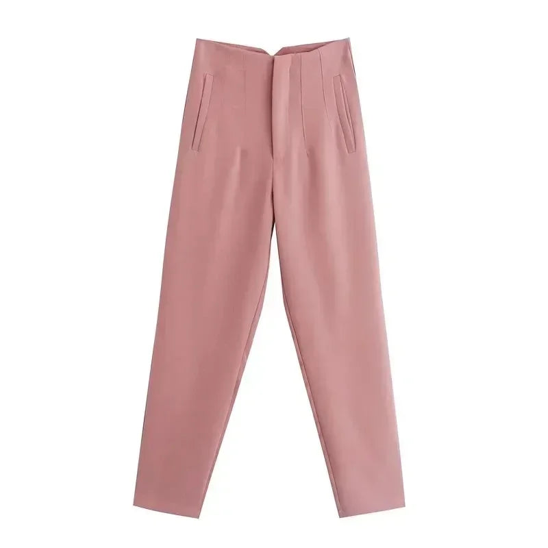 Pantalón Recto de Oficina Tiro Alto — Corte Formal