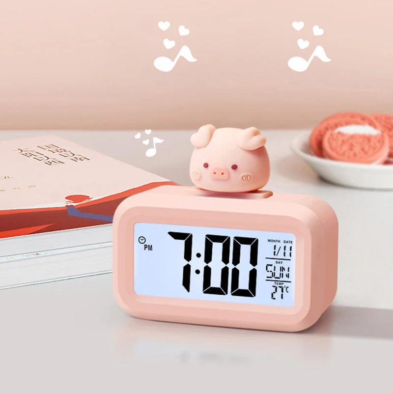 Reloj Despertador LED Diseño Cerdito