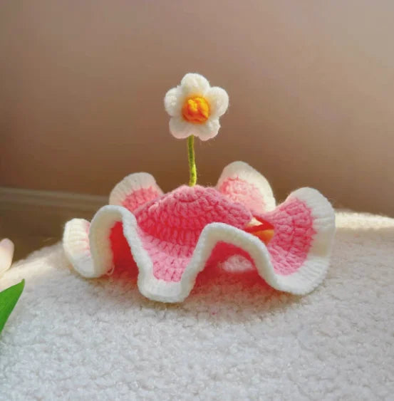 Gorro Tejido Flor para Mascota