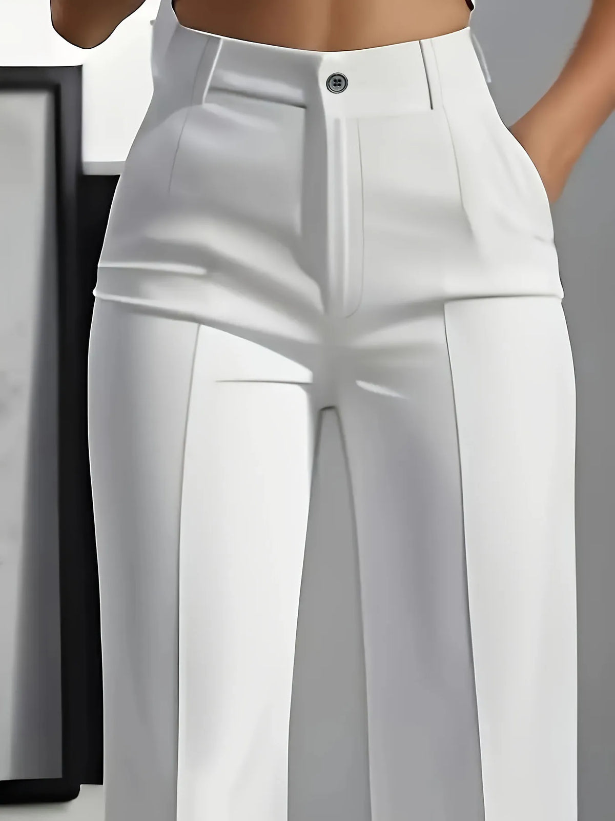 Pantalón de Vestir Recto Tiro Alto — Corte Simple y Elegante