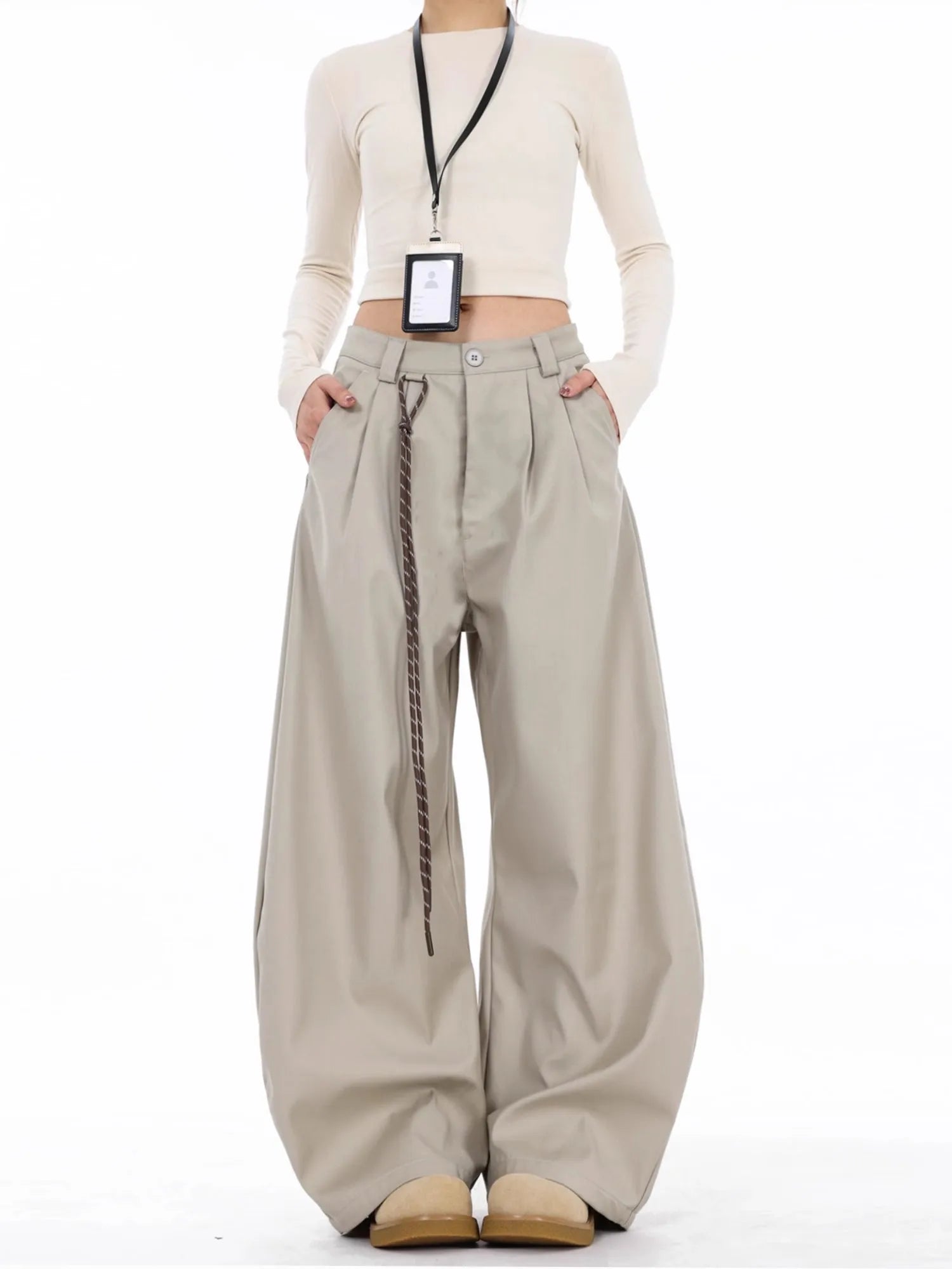 Pantalón de Vestir Recto Tiro Alto — Estilo Coreano de Oficina