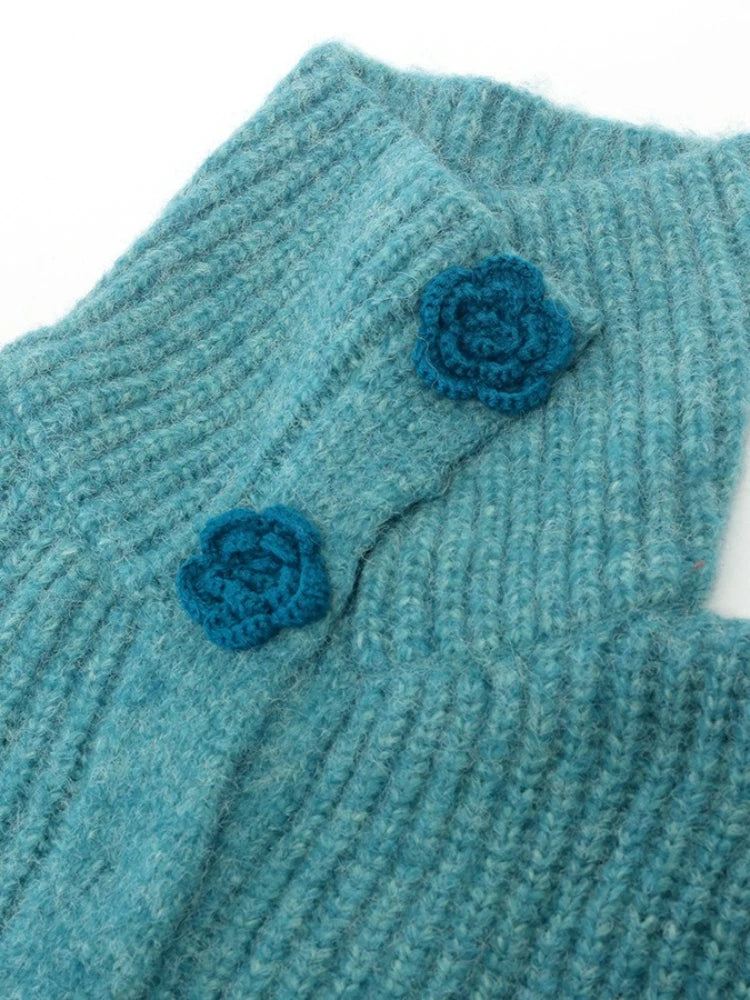 Cárdigan Vintage Cuello Alto — Botones Florales