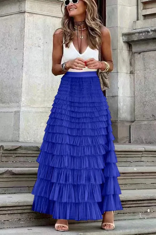 Falda de Tul Multicapa con Volados — Boho Chic