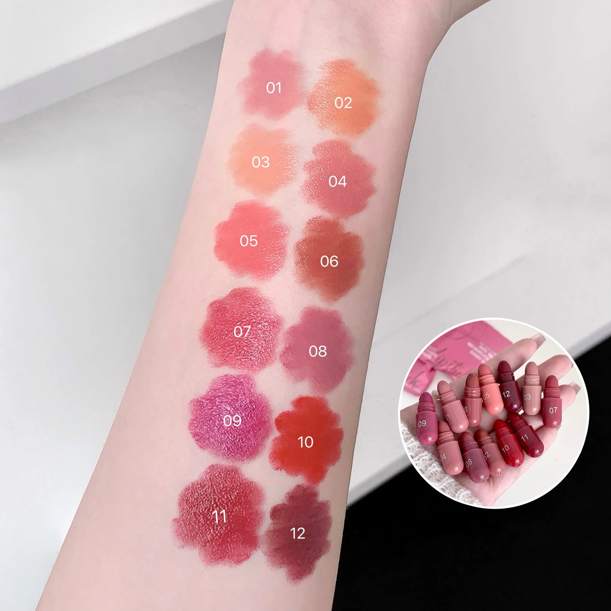 Set de 12 Bálsamos Labiales Mate
