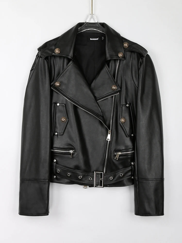 Chaqueta Biker de Cuero Vegano Verde — Cierre y Mangas Largas