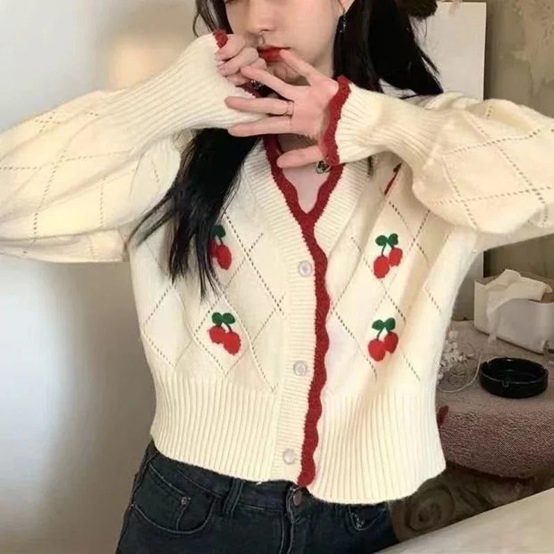 Cárdigan Floral Calado — Cuello V Holgado