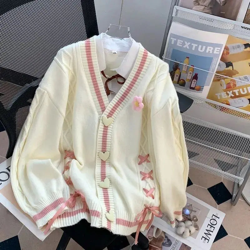 Cárdigan Holgado con Nudo Decorativo — Cuello V