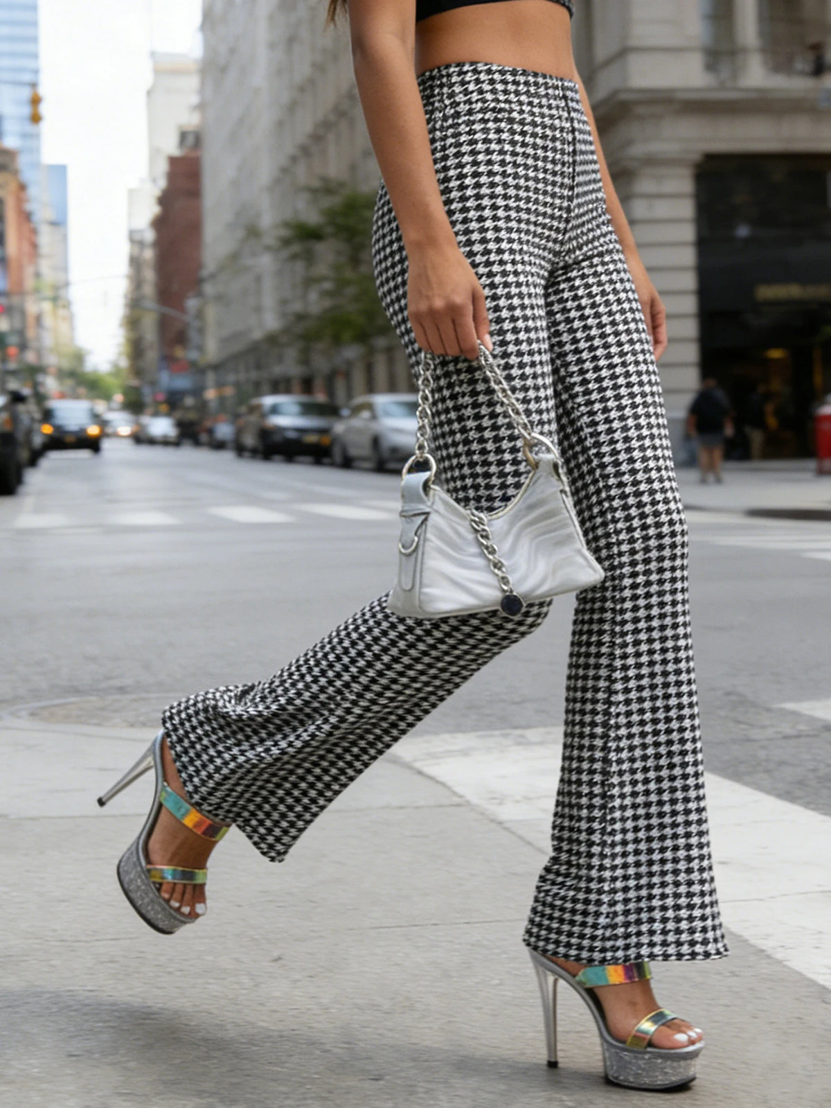 Pantalón Ancho Estampado Pavo Real — Diseño Ajustado
