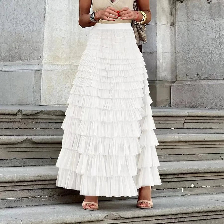 Falda de Tul Multicapa con Volados — Boho Chic