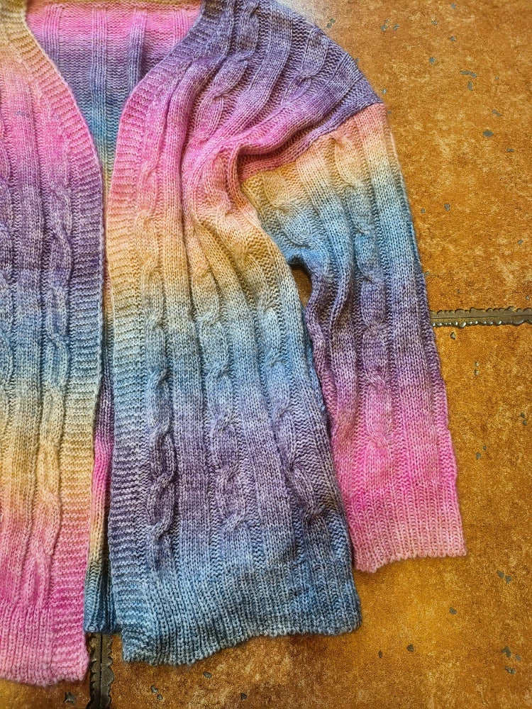 Cárdigan Degradado Arcoiris — Corte Abierto Largo