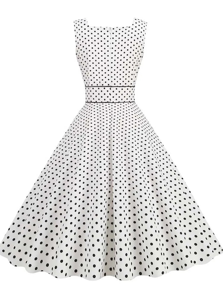 Vestido Midi de Lunares con Tirantes — Estilo Vintage