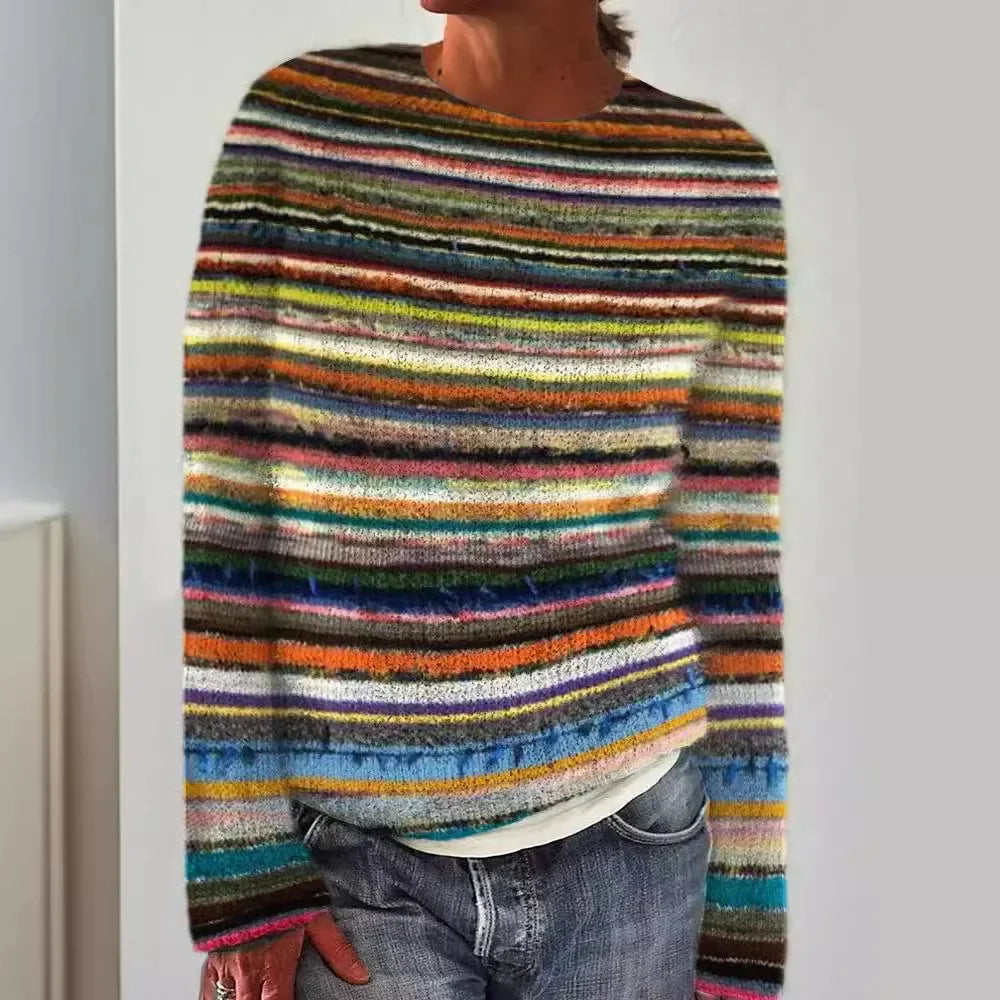 Sweater a Rayas Estampado — Corte Recto Streetwear