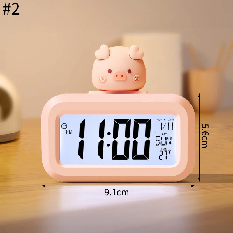 Reloj Despertador LED Diseño Cerdito