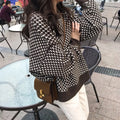 Sweater a Cuadros Vintage — Cuello Redondo Grueso