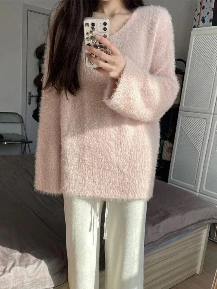 Sweater Grueso Cuello V — Corte Holgado Streetwear