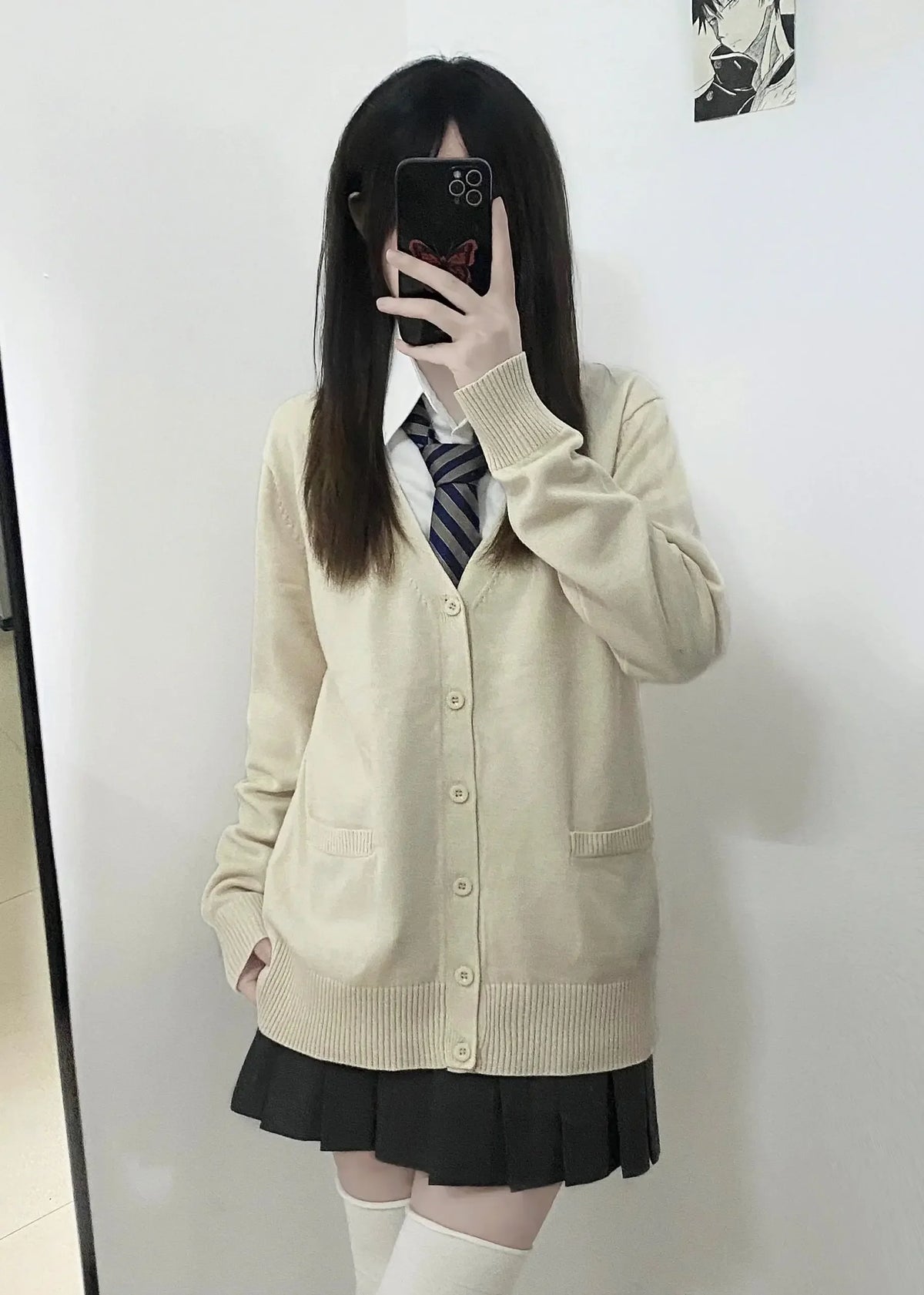 Cárdigan Tejido Estilo Uniforme Japonés — JK Suelto