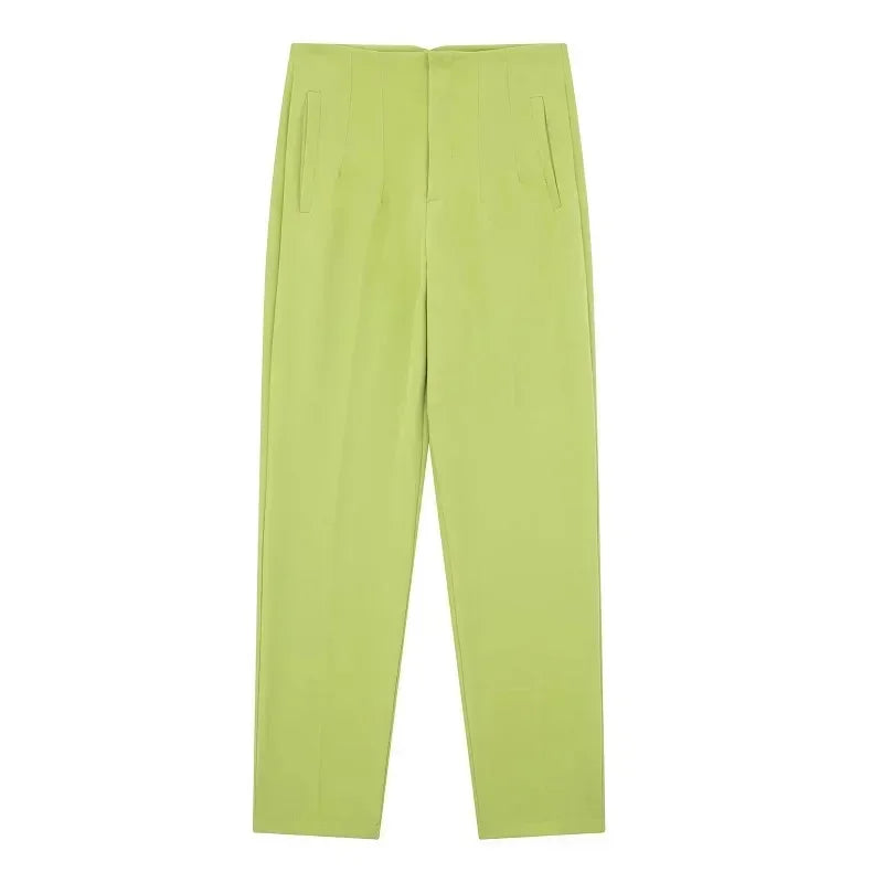 Pantalón Recto de Oficina Tiro Alto — Corte Formal