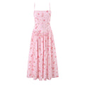 Vestido Largo de Tirantes Rosa con Encaje Calado