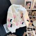 Cárdigan Floral con Botones — Cuello V Holgado