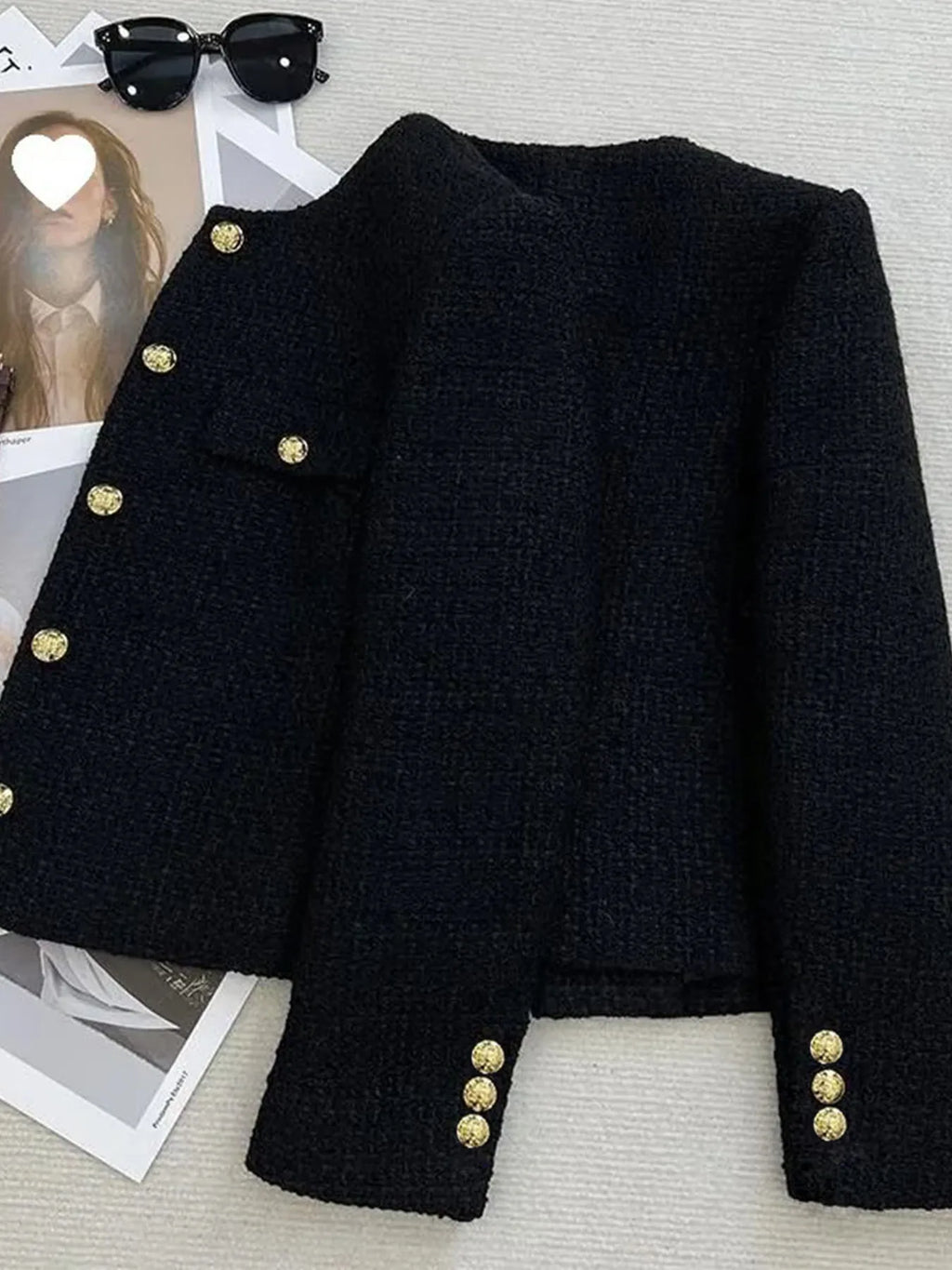 Abrigo de Tweed Afrancesado — Botones Dorados