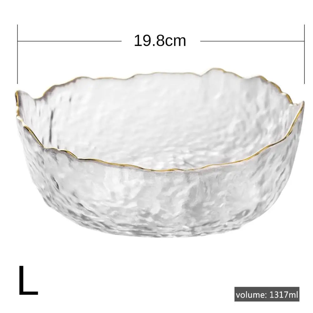 Bowl de Cristal con Borde Dorado