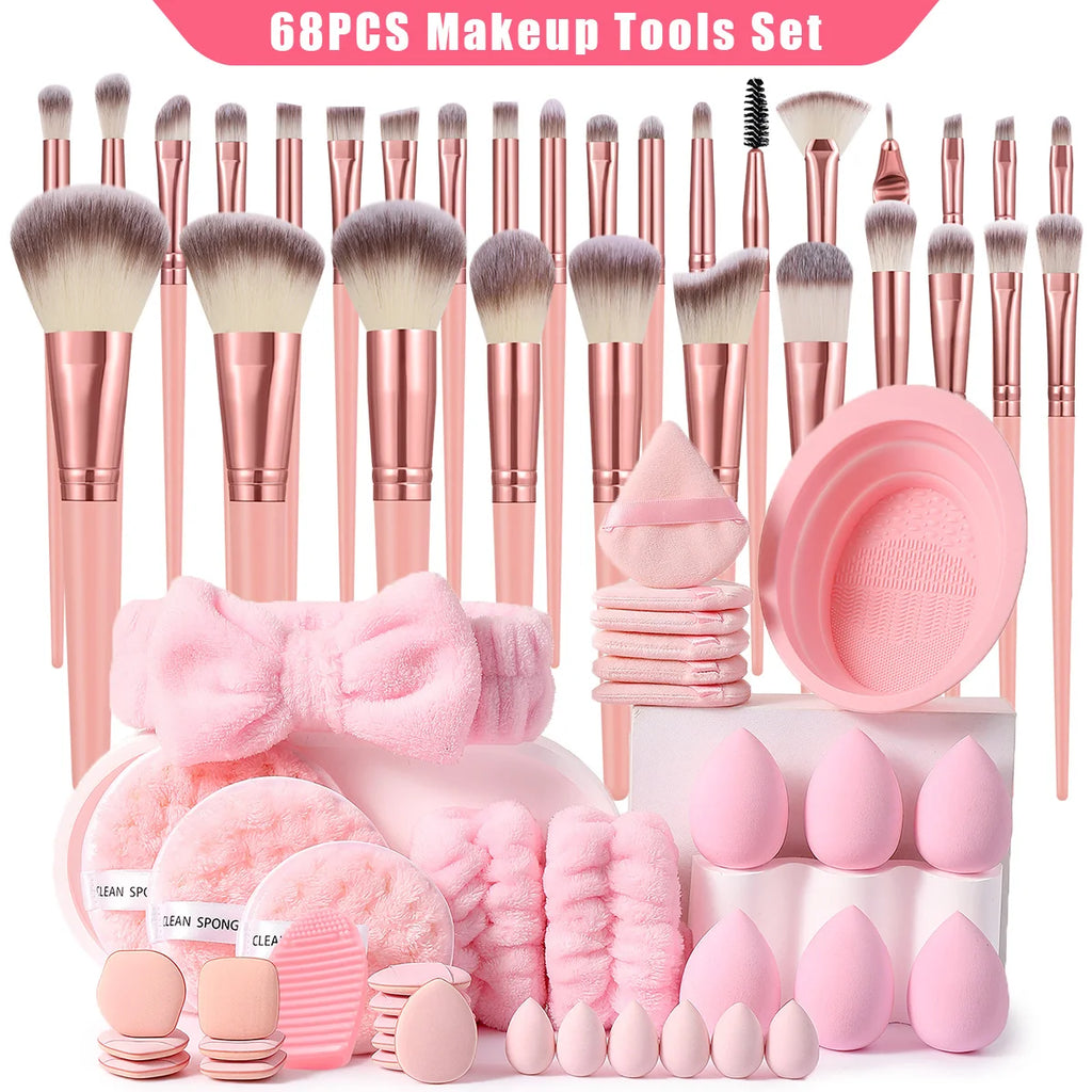 Set de 68 Piezas — Brochas y Esponjas