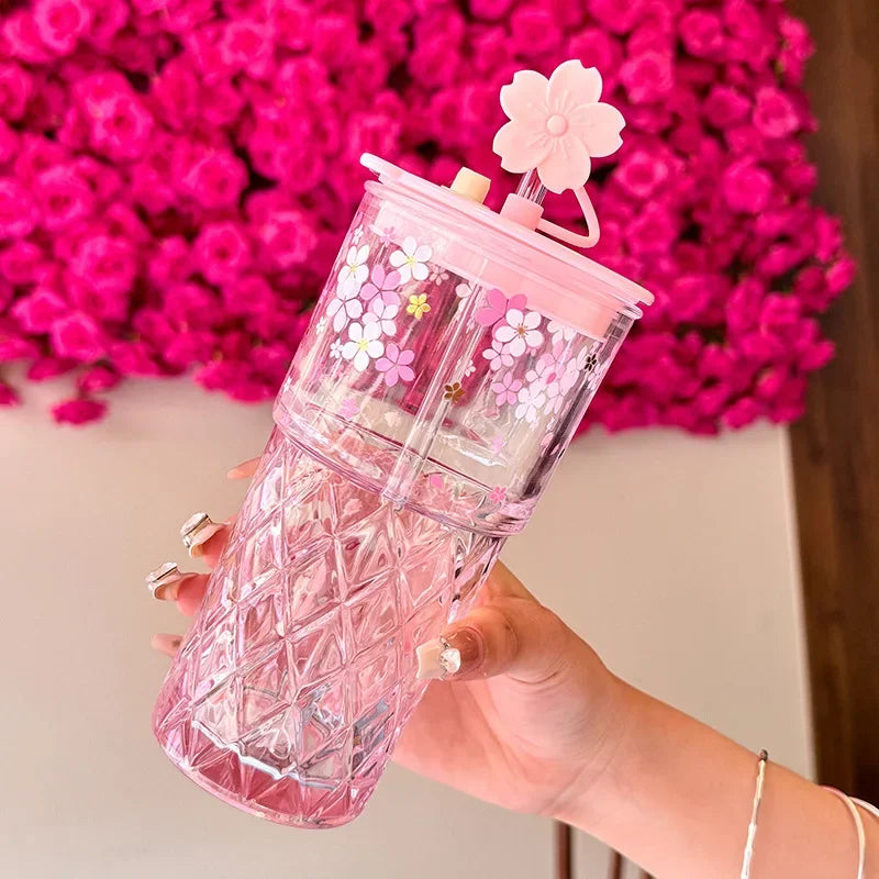Vaso Reutilizable Sakura con Bombilla