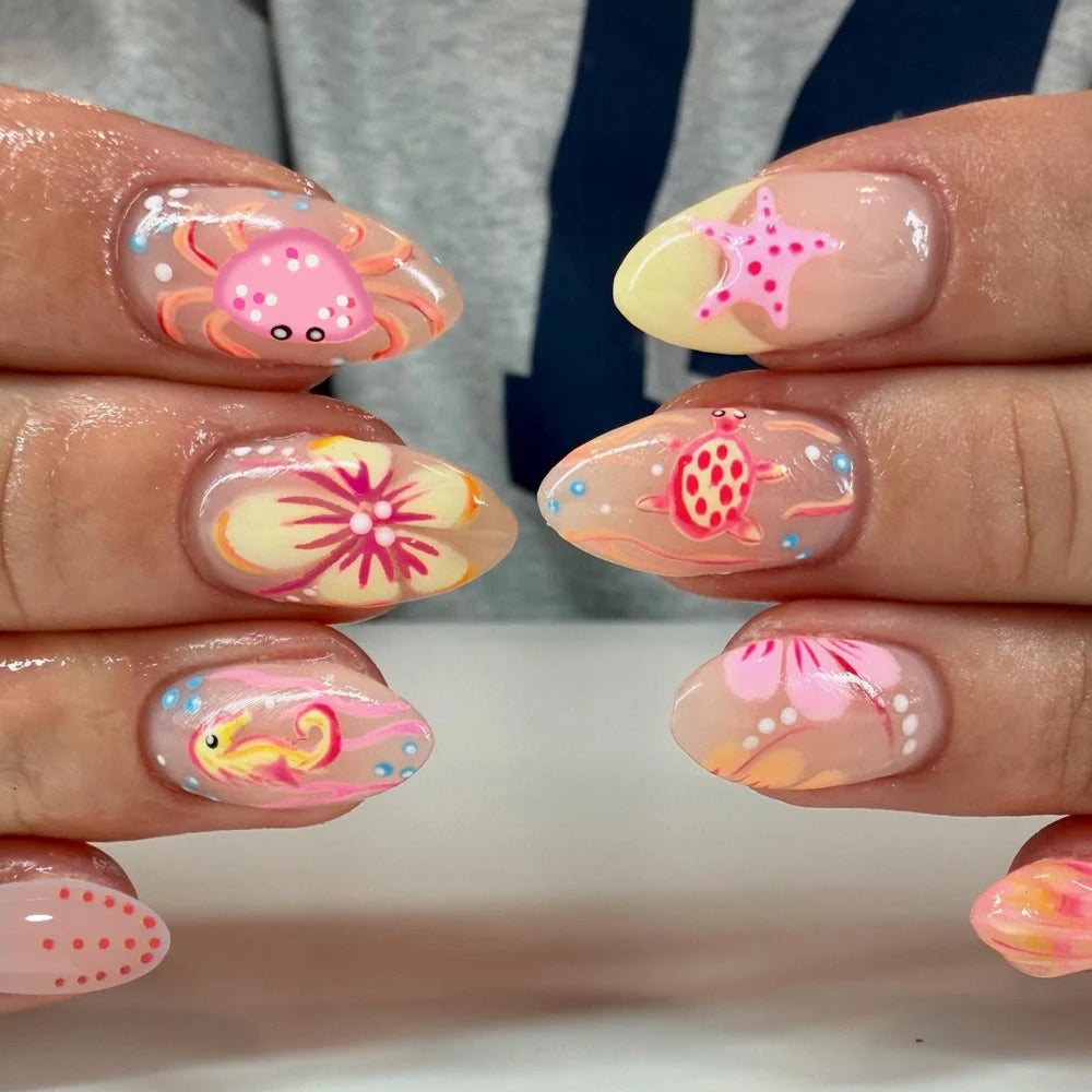 Stickers de Gel 3D para Uñas — Perlas y Flores