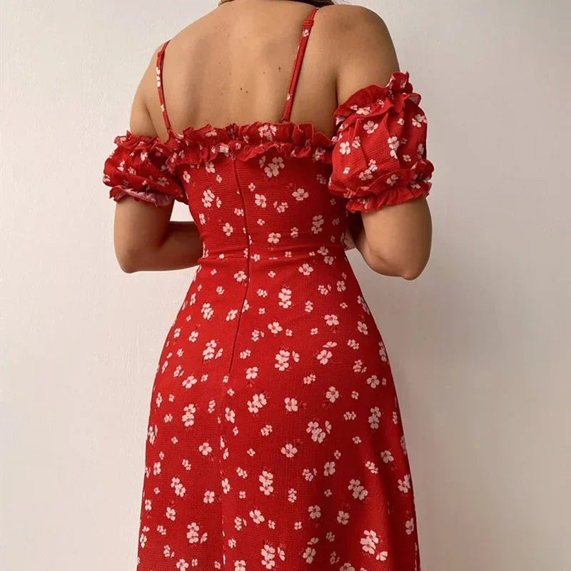 Vestido Hombros Descubiertos con Abertura — Fiesta