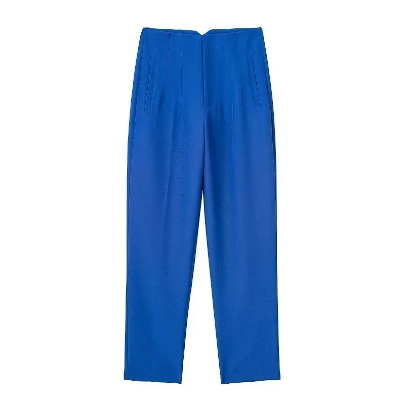 Pantalón Recto de Oficina Tiro Alto — Corte Formal