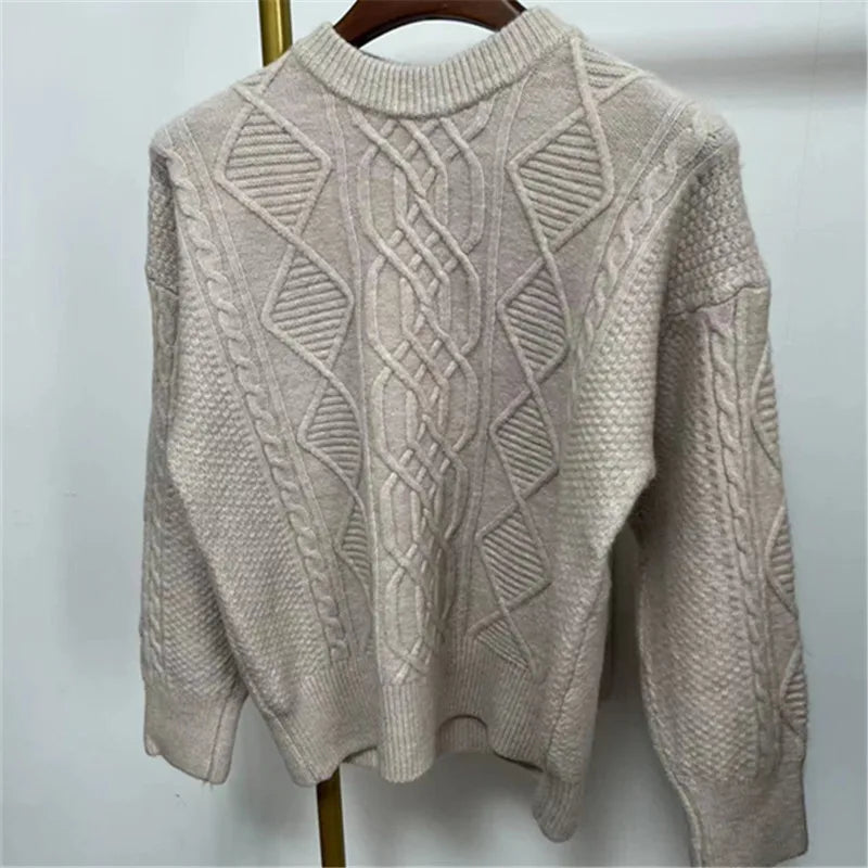 Sweater Vintage Cuello Redondo — Corte Holgado Casual