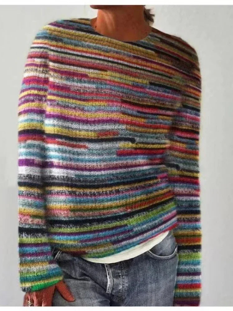 Sweater a Rayas Estampado — Corte Recto Streetwear
