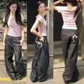 Jeans Anchos Mom Fit Y2K — Estilo Grunge Harajuku