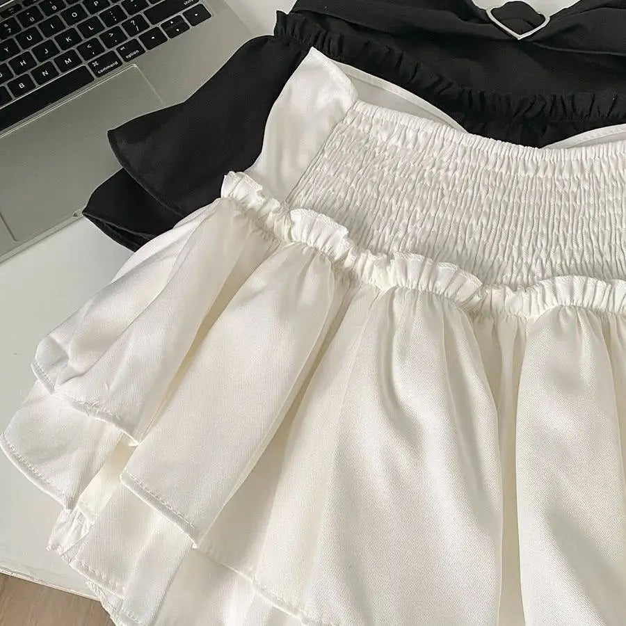Falda Mini en Capas con Hebilla de Corazón